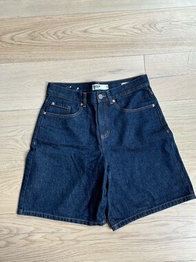 Garage Dark Blue Denim Mid-Rise Shorts